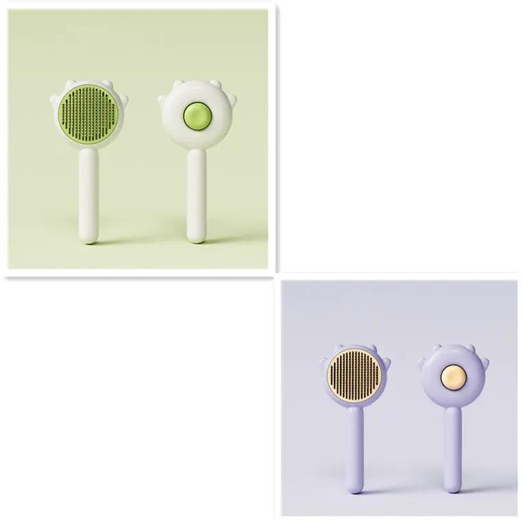 AdTec cat comb massage grooming brush set of four in green and lavender colors.