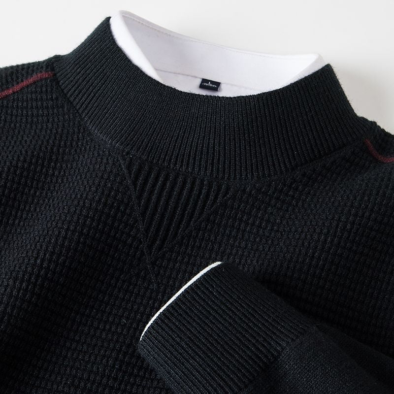 AdTec black men's sweater-jacket in ribbed knit with cuff detail