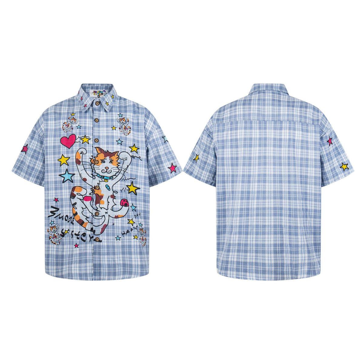Funny cat graffiti short sleeved shirt