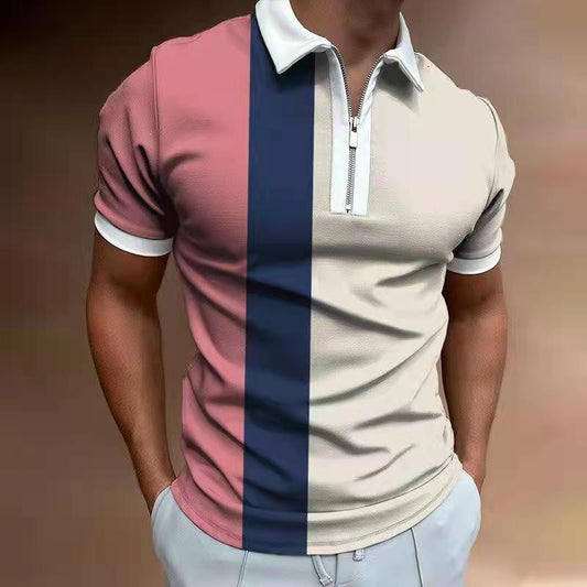 Chemise Homme POLO Rayée Imprimée Manches Courtes Col Revers