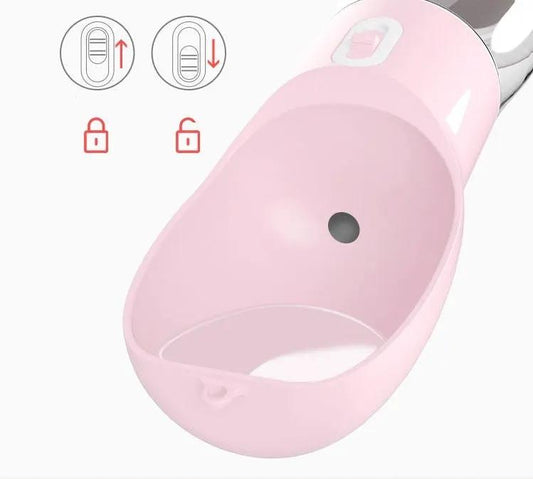 Traveling Out Portable Dog Water Dispenser, pink plastic pet water bowl by AdTec