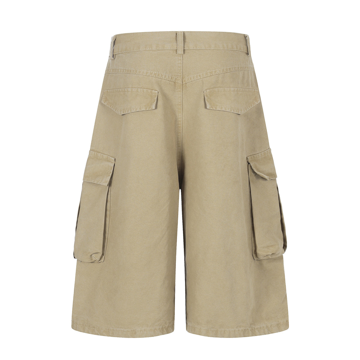 Shorts beige cargo with multiple pockets, mid-length, unisex casual style
