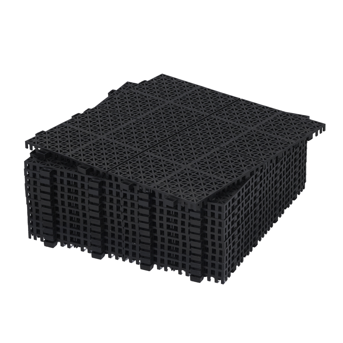 12 x 12 inch black interlocking deck tiles, plastic waterproof, weighing up to 6613 pounds, with a rose pattern pack of 12 by eprolo