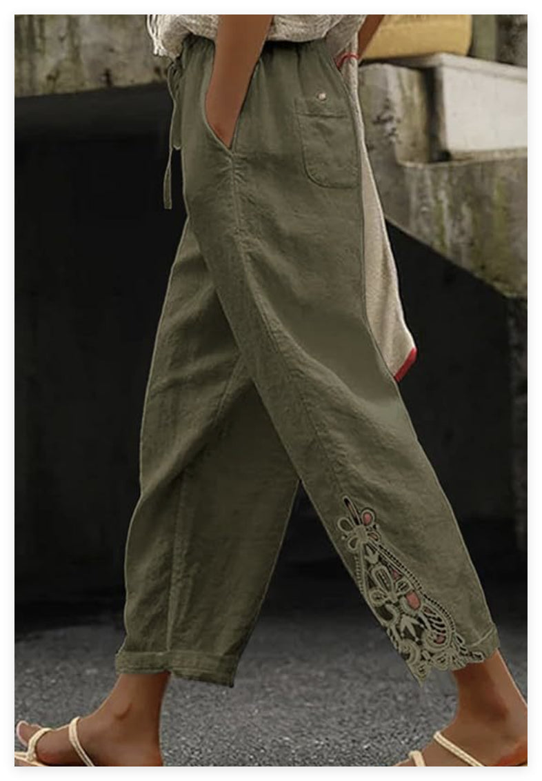 Pantalon décontracté ample et droit pour femme