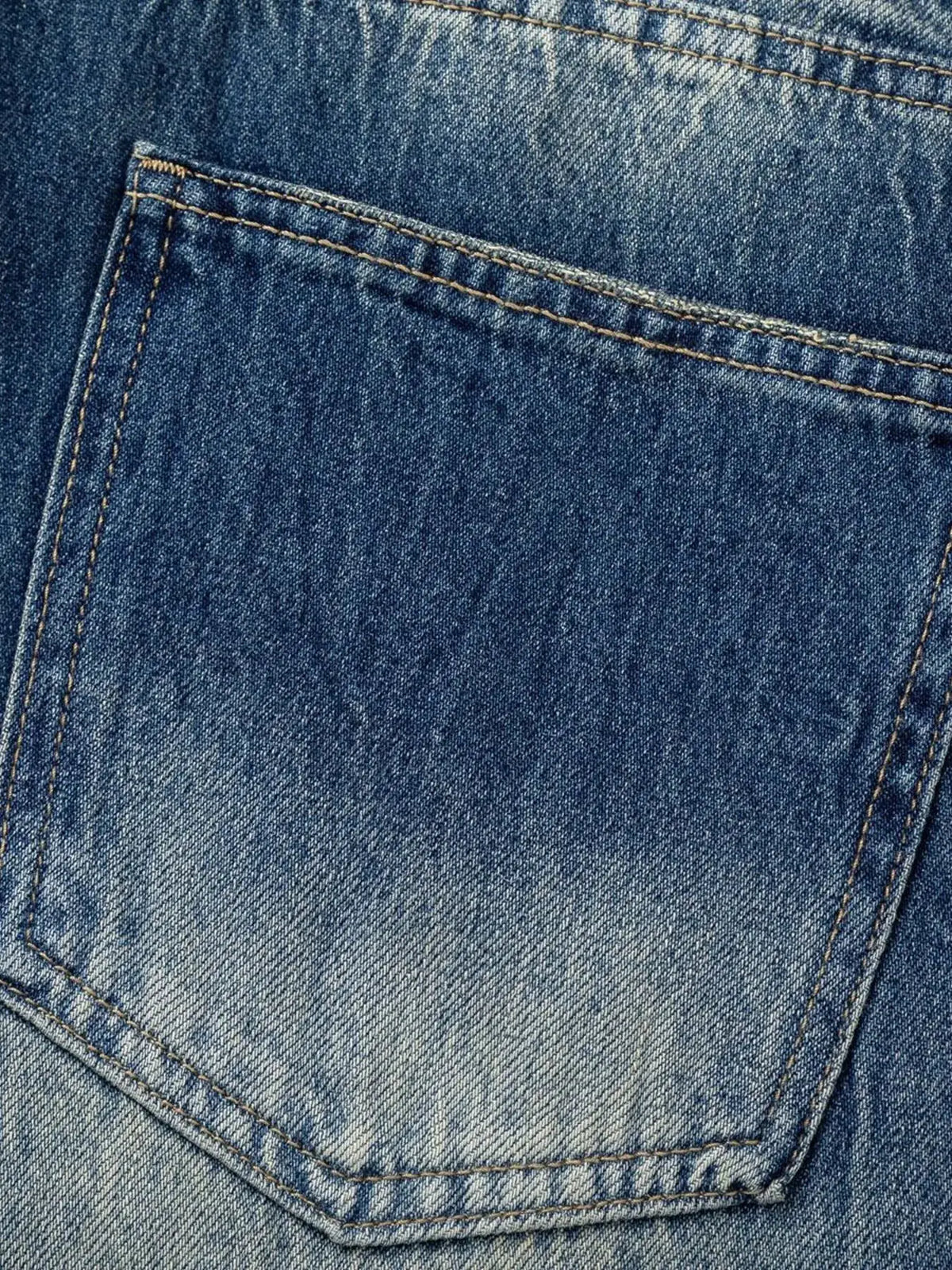 Men's washed denim Bermuda shorts, blue denim fabric with visible back pocket stitching.