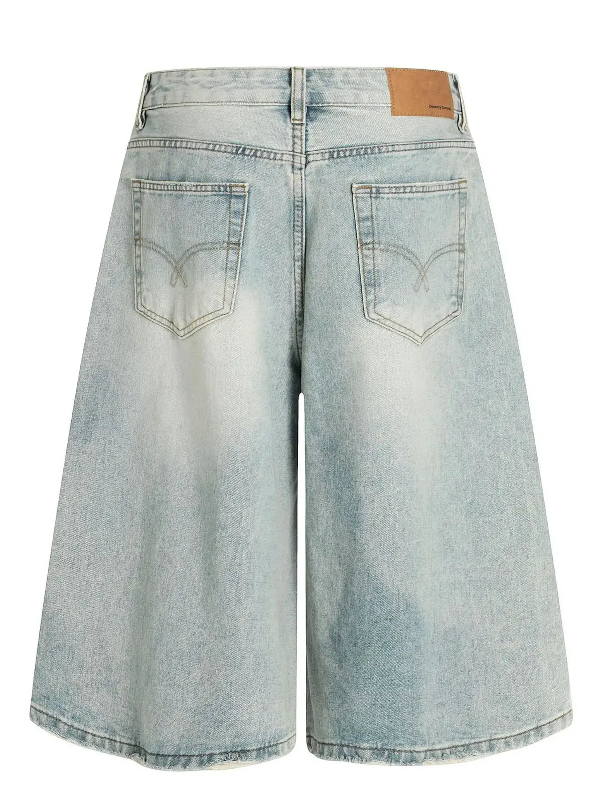 Mens wide-leg denim shorts, light wash, soft cotton, relaxed fit by Trendsi