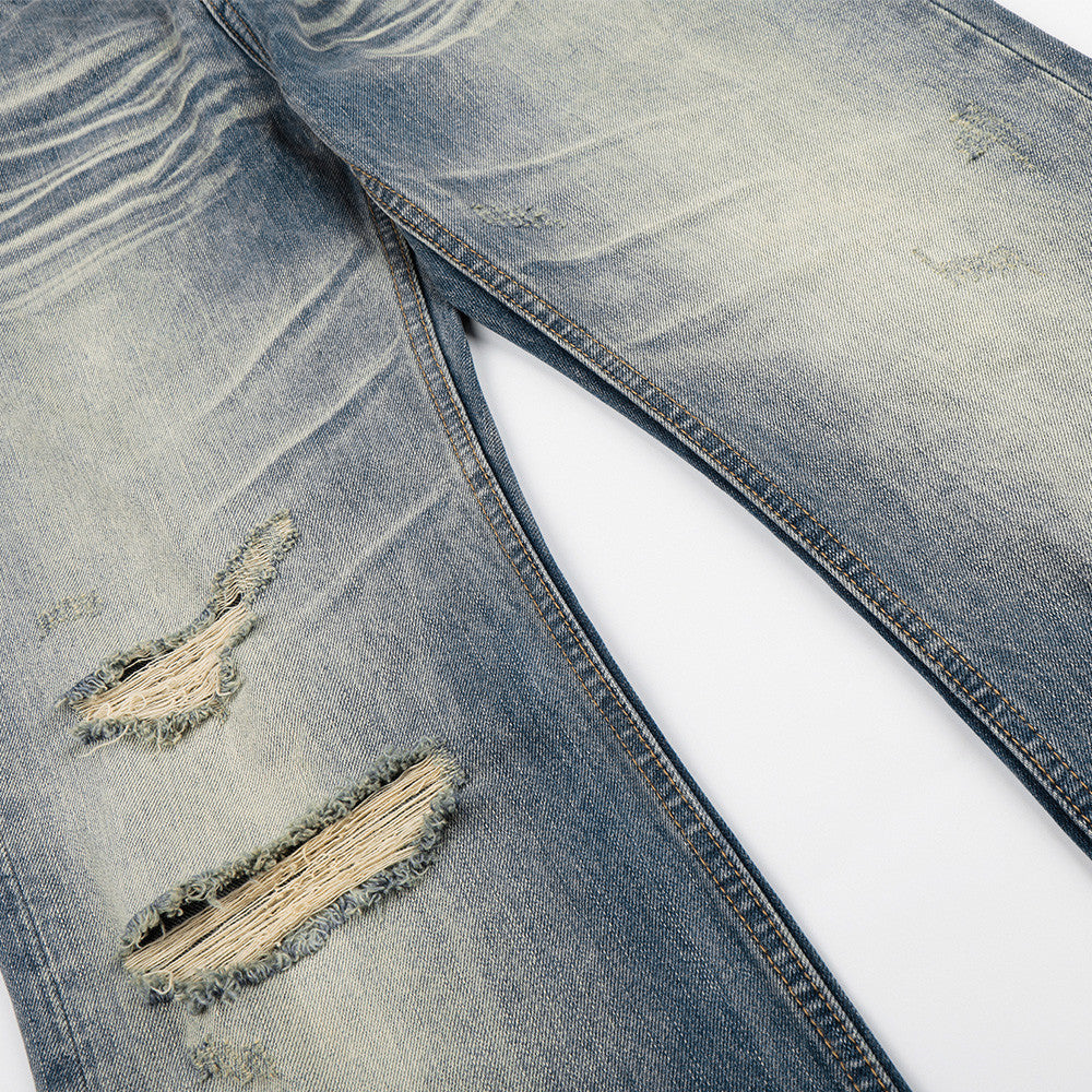Whitewashed ripped denim jeans by eprolo for street fashion