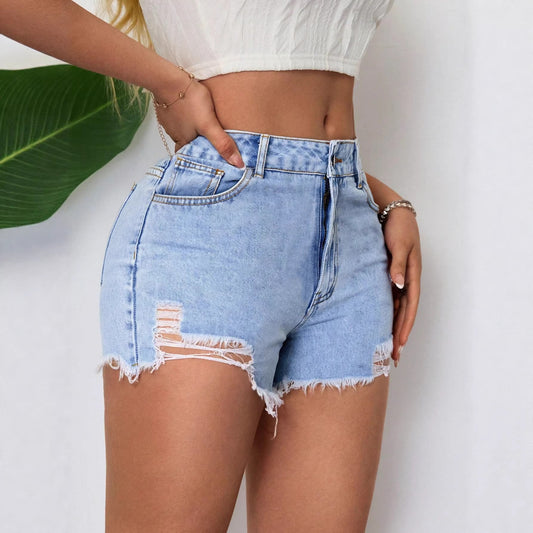 Women's ripped denim shorts