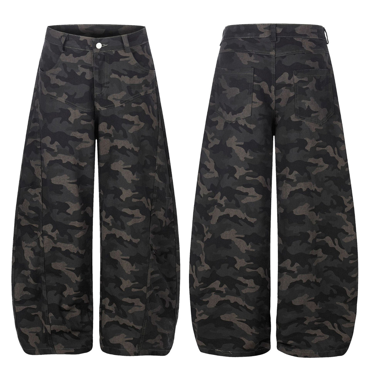 Pantalon cargo camouflage en jean, coupe couteau, unisexe, ample et large