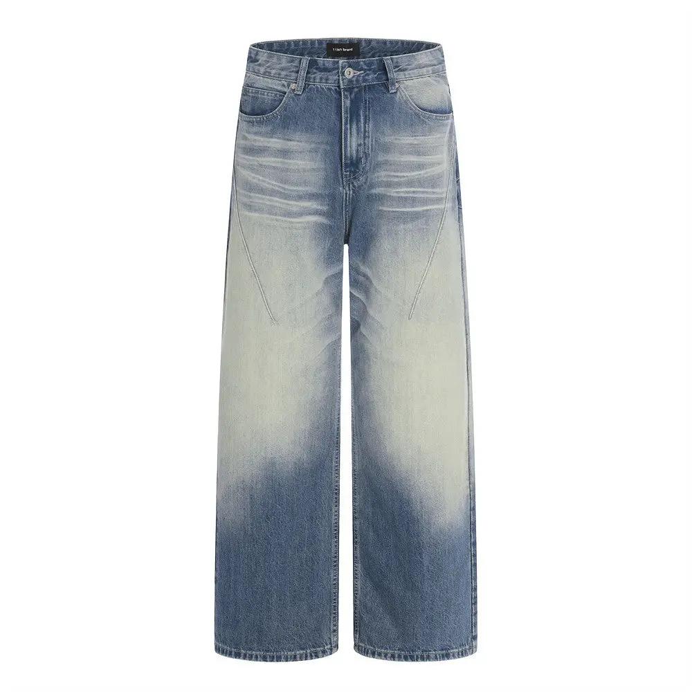 Relaxed Fit Color Block Denim Jeans And Polished Wash Finish