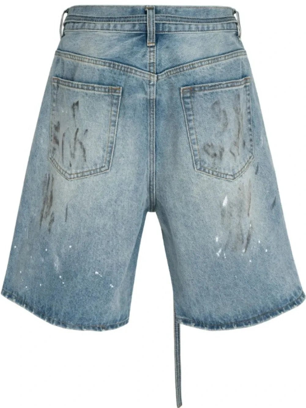 Men's Washed Graffiti Print Denim Bermuda Shorts by eprolo