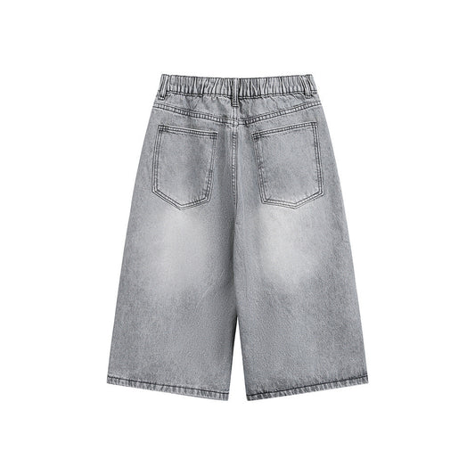 Make vintage washed denim cropped pants