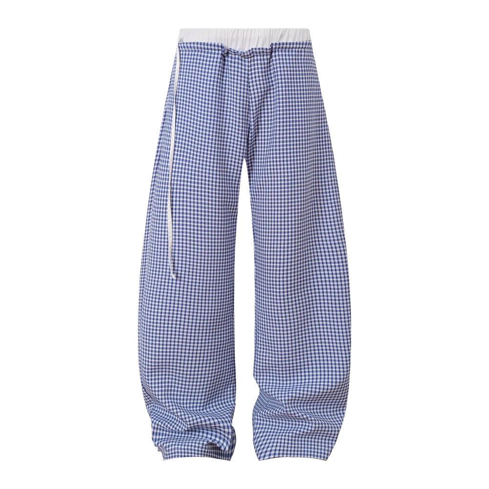 Small Grid Curved Knife Casual Pants by eprolo