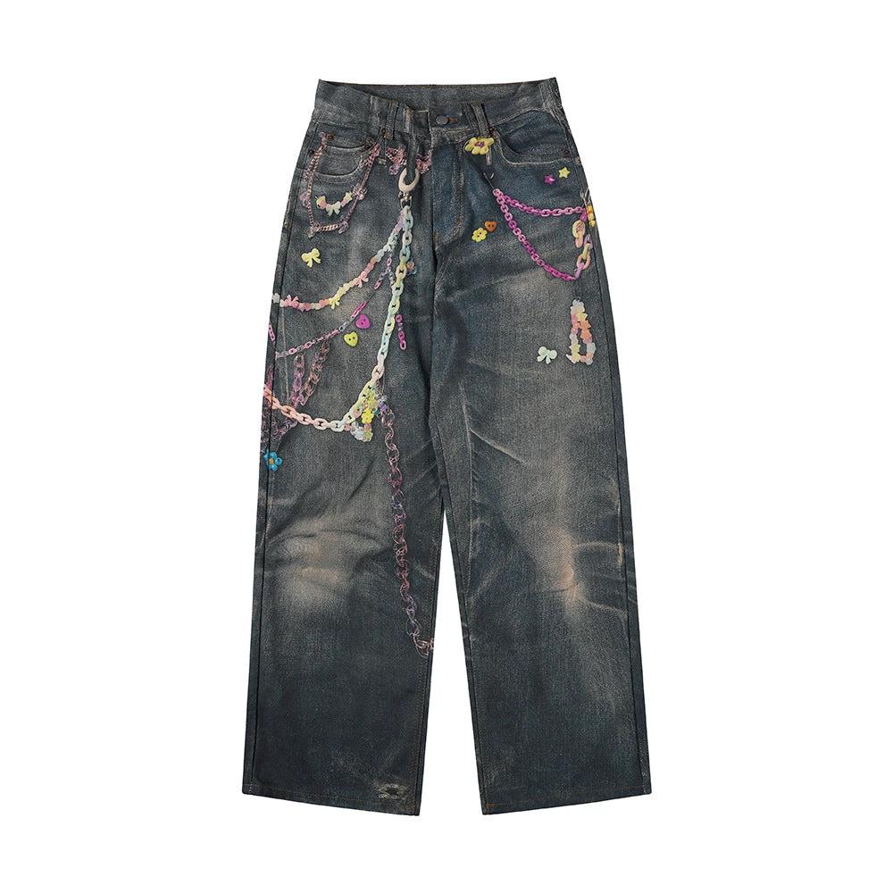 Digital Printed Pearl Sail Loose Straight Leg Pants by eprolo