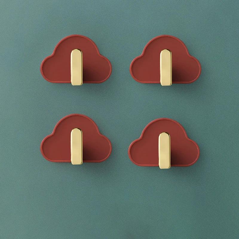 Light Luxury Paste Cloud Sticky Hook Strong Viscose Punch-Free Hook Wall Hanging Traceless Hook Key Hook 4pcs by eprolo