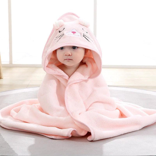 New Spring And Autumn Baby Swaddle Towel Cute Cartoon Hug Quilt Coral Fleece Hooded Bath Towel by eprolo