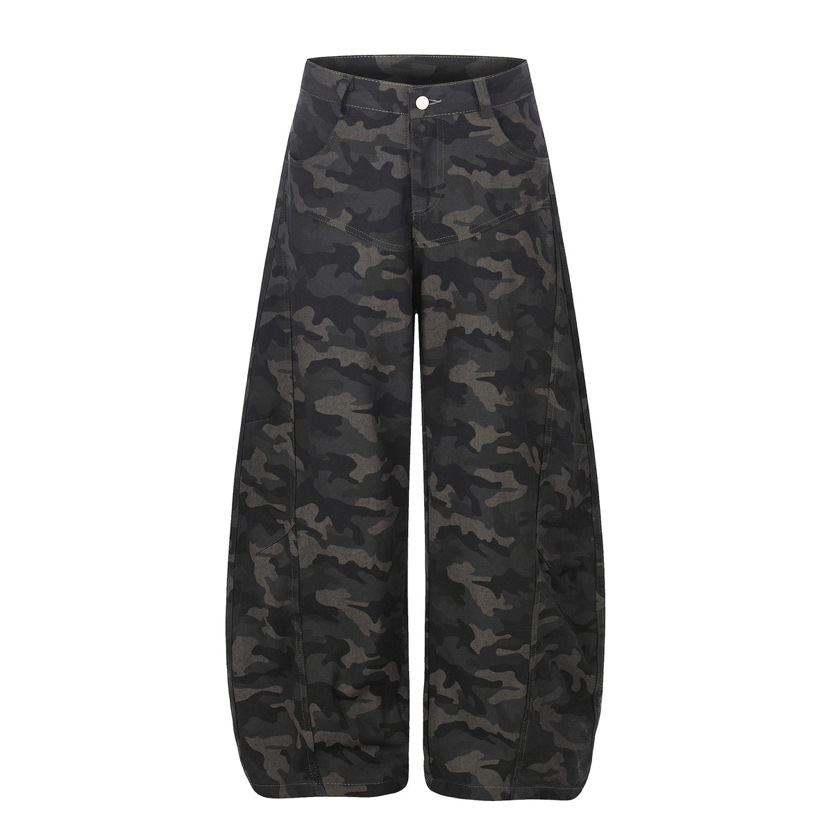Camouflage cargo denim pants, unisex loose wide-leg jeans by eprolo