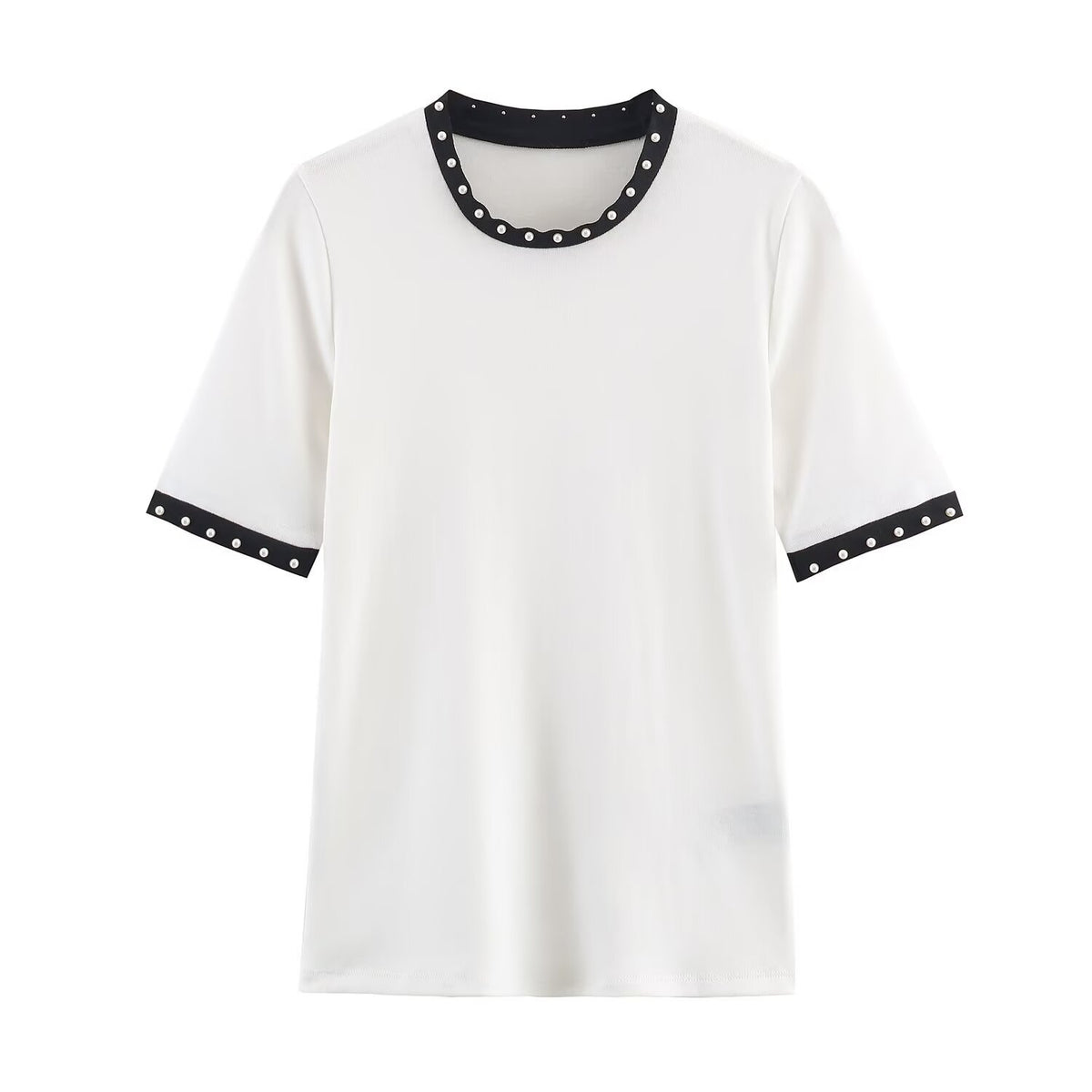 Versatile artificial pearl T-shirt for women