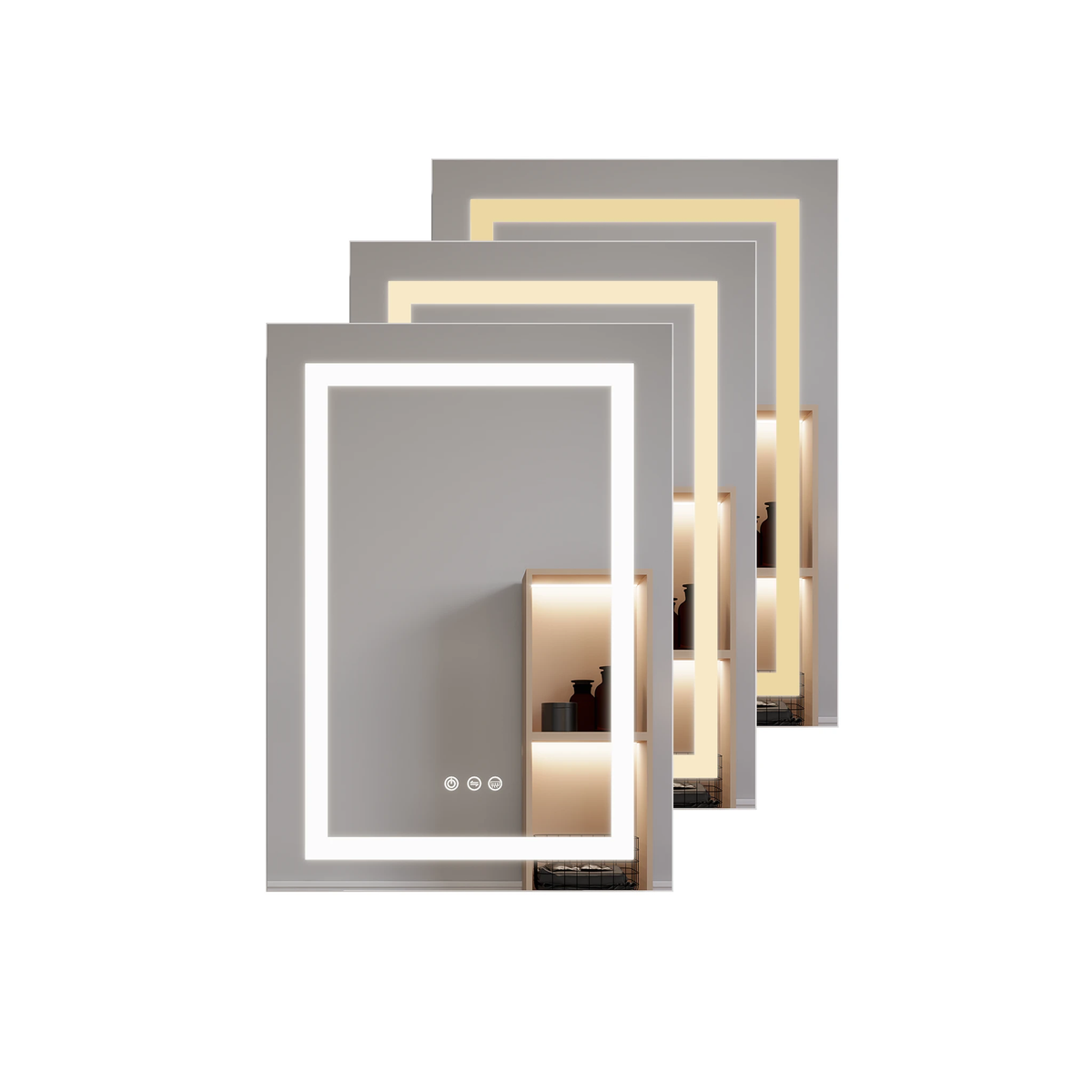 26x20 inch(Left Door) bathroom medicine cabinet with LED mirror 3000K~6000K single door lighting bathroom cabinet with touch switch adjusta by eprolo