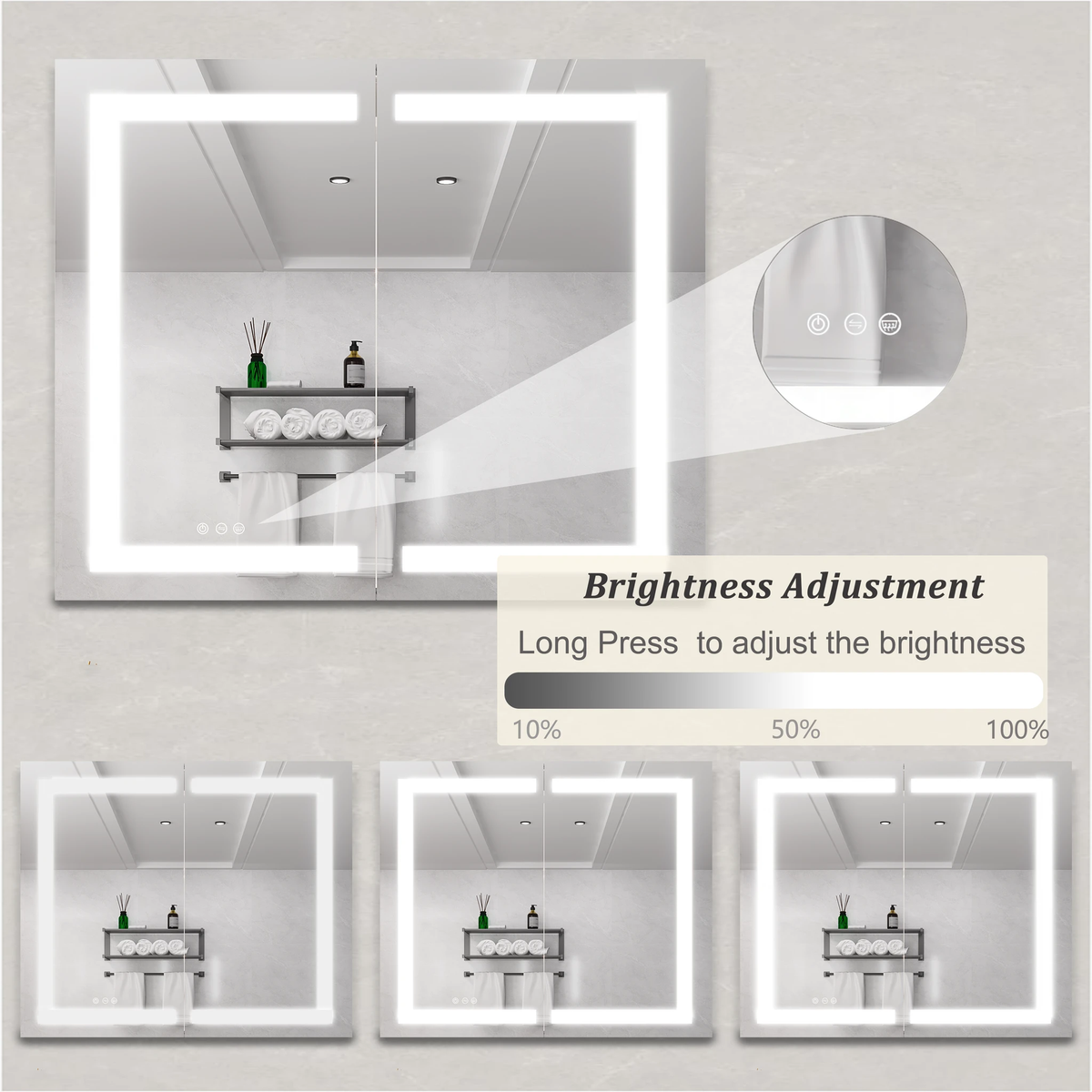 36 x 30 inch Medicine Cabinet with LED Vanity Mirror Anti-Fog Recessed or Surface Mount Waterproof DimmableAluminum 3000K~6000K Lighted Double Door Bathroom Cabinet with Touch Switch by eprolo