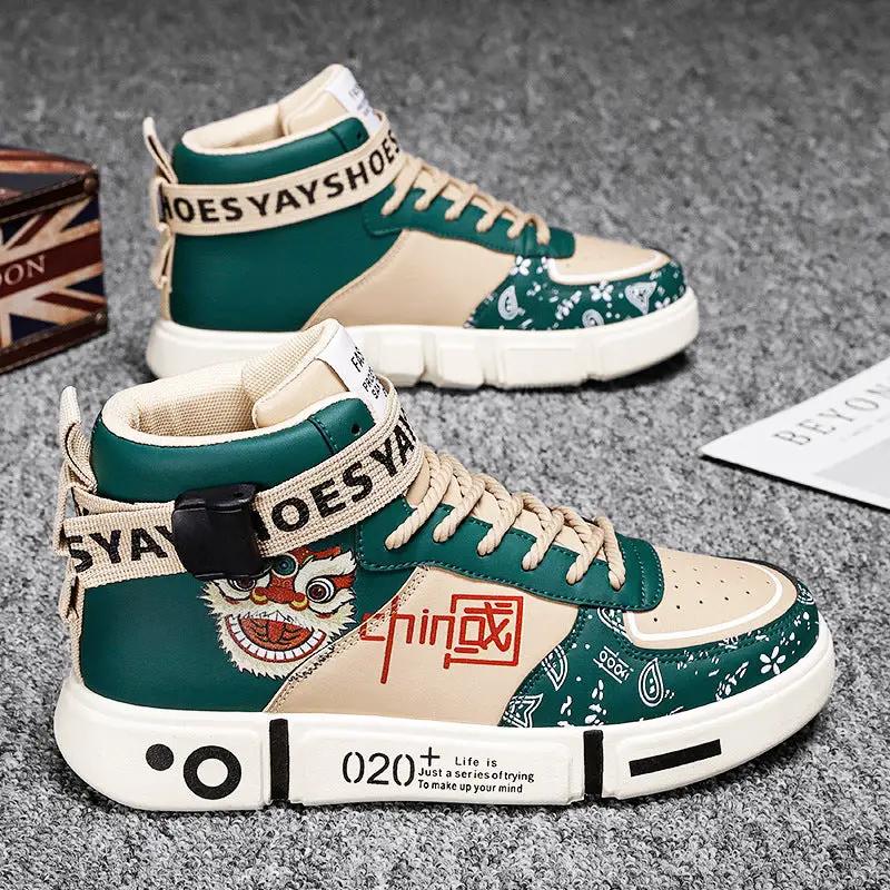 Sneakers by eprolo, two-tone teal/beige Classic Comfort Board Shoes for sports and casual wear, bandana print