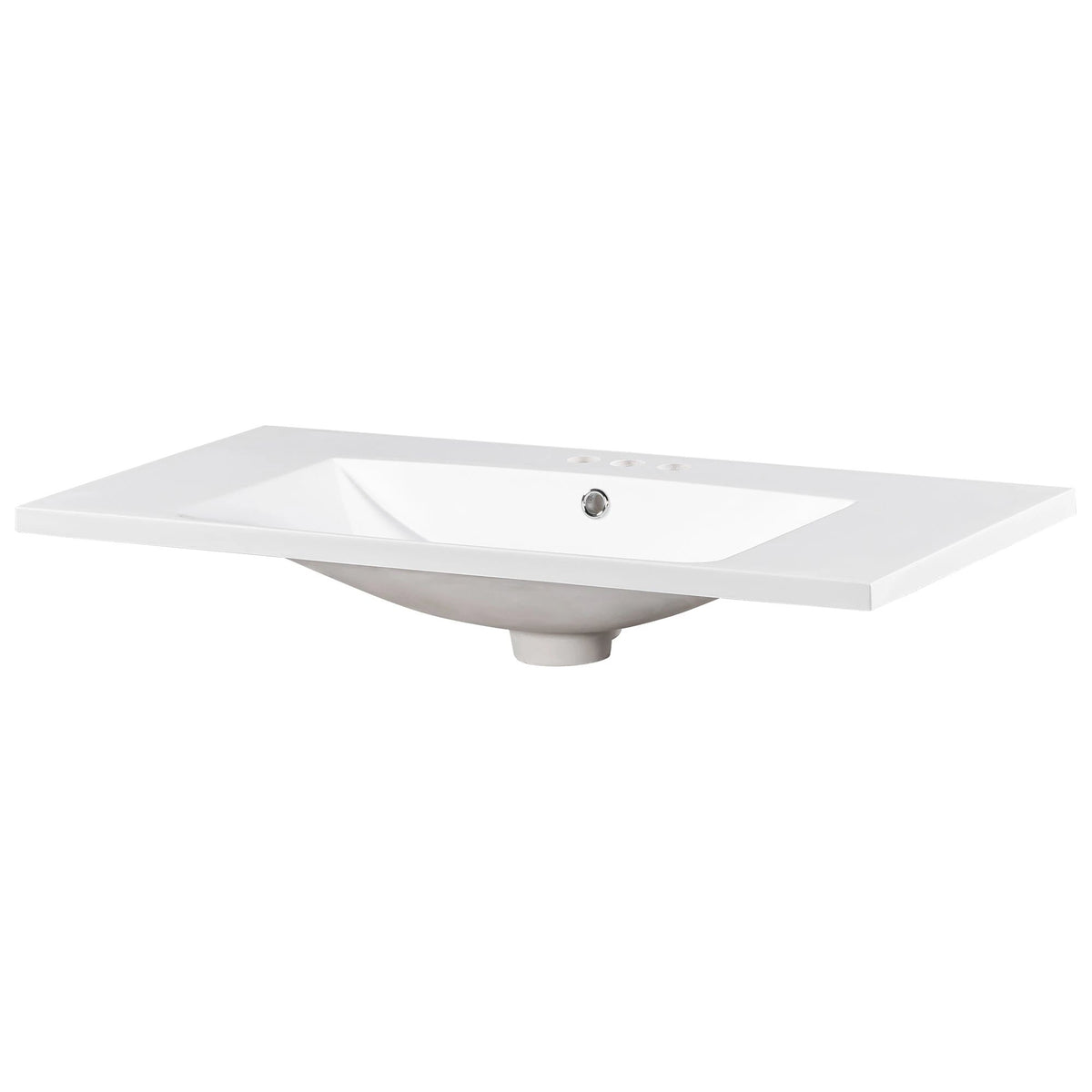 36" Single Bathroom Basin Sink, Vanity Top Only, 3-Faucet Holes, Resin by eprolo
