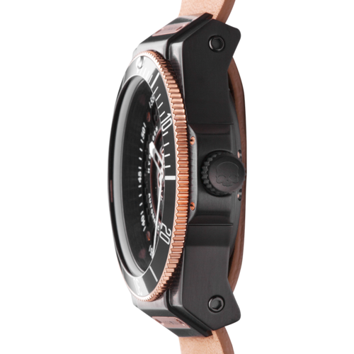 Sportivo Black Brown Nato watch by PrimeCanada.Store with black dial and brown NATO strap