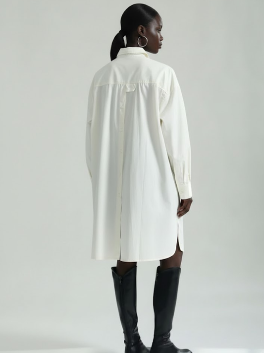Oversized Asymmetric Shirt Dress in Crisp White • BYMANYC ® New York-1