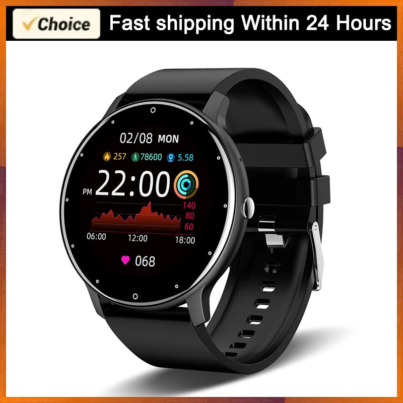 LIGE Waterproof Smartwatch with black strap, round dial, fitness tracking, Bluetooth calling