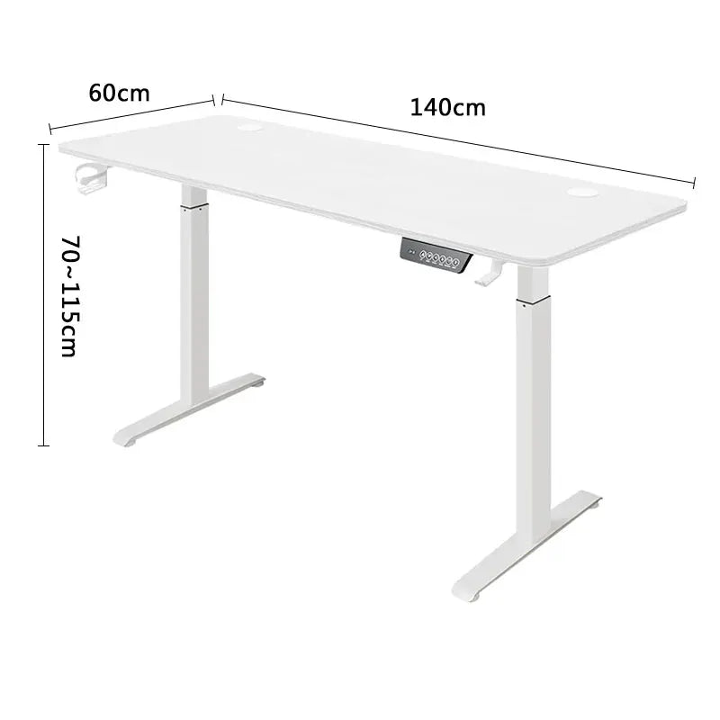 Electric height-adjustable standing desk, white frame with control panel, PrimeCanada.Store, 140cm x 60cm x 70–115cm