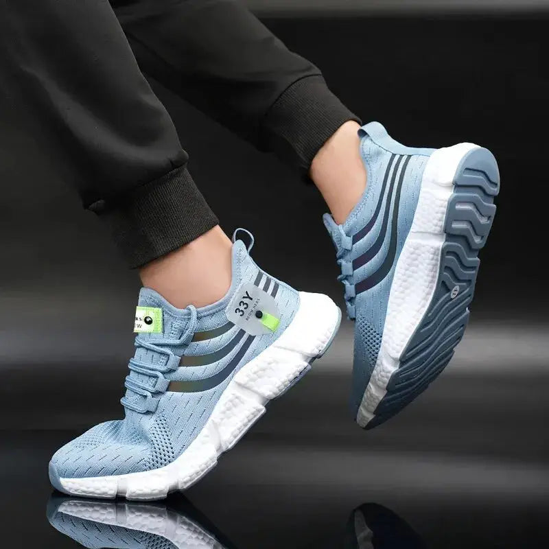 Veloce men's navy breathable lightweight casual sneakers, blue athletic shoes with white soles