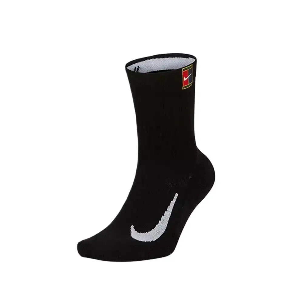 Nike black thick-pile terry-sole sport sock with white swoosh