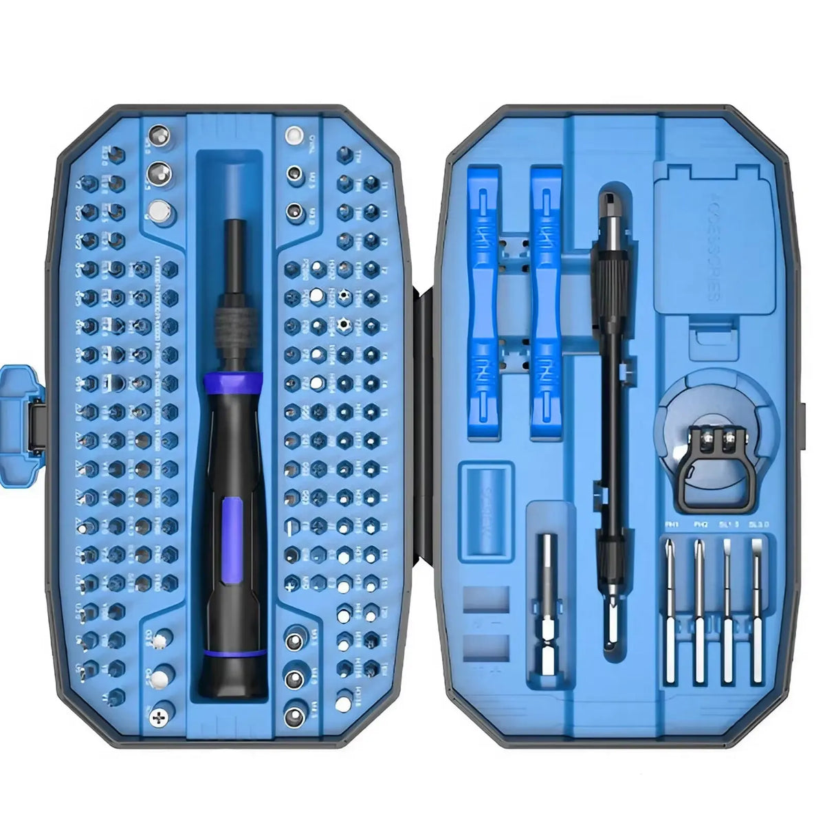 152-in-1 precision screwdriver set in blue case with assorted bits.