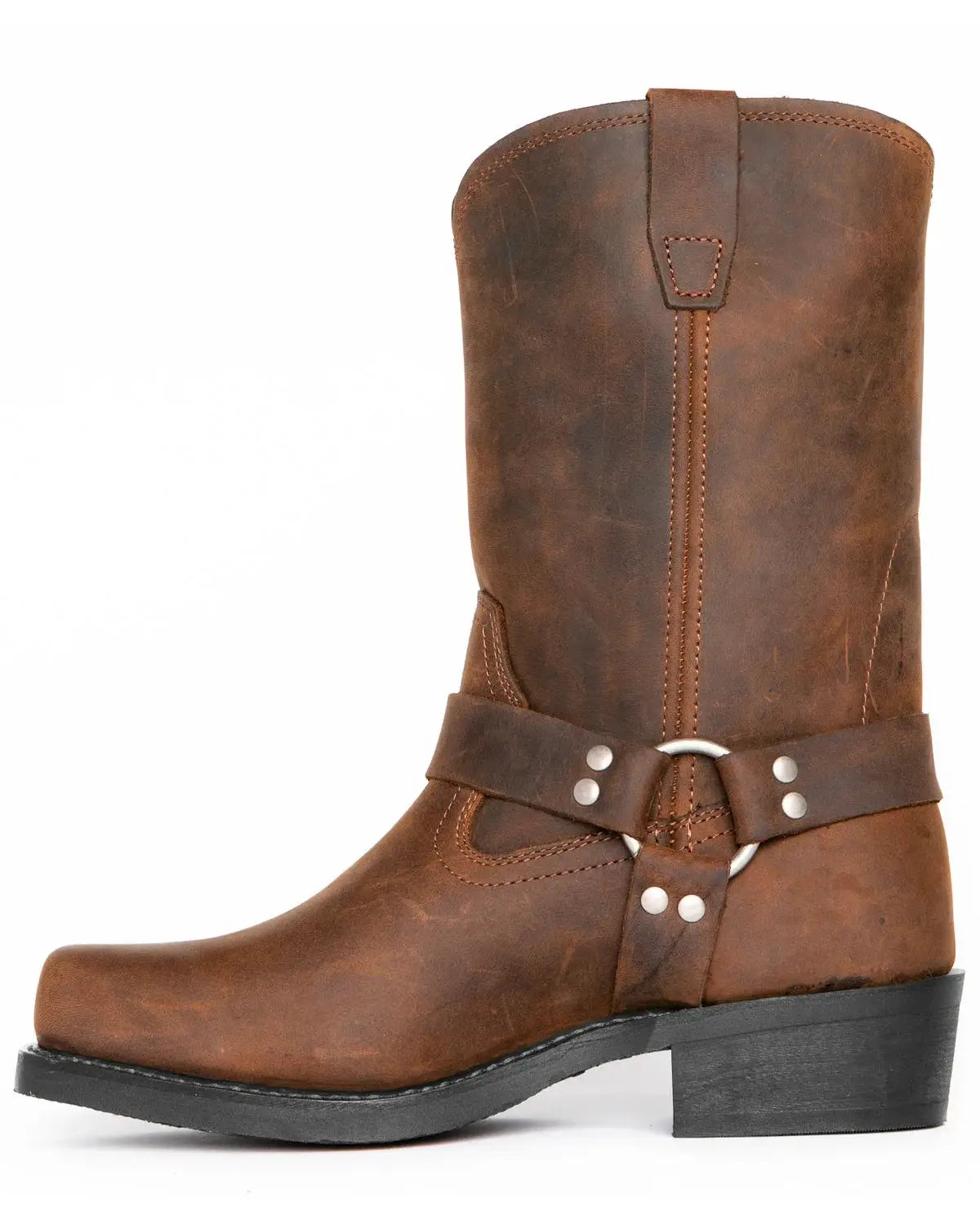 Shoes: Lightweight Harley-Davidson Leather Harness Boots for Walking in brown leather with strap detail