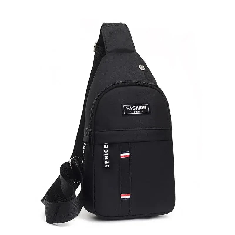 Men's Waterproof Large Capacity Fanny Pack in black with multiple zip pockets and an adjustable strap.