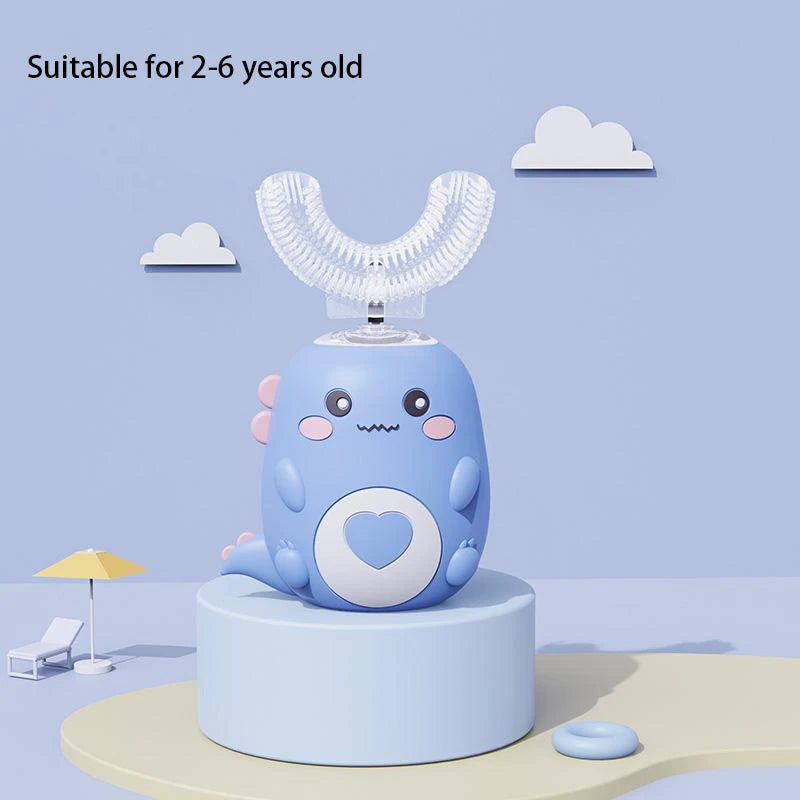 Balashov Kids U-Shaped Electric Toothbrush, blue kid-friendly design with clear U-bristle head, PrimeCanada.Store