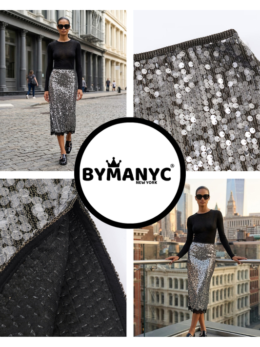 SOHO Women's Sequin & Lace Midi Skirt Prêt-à-Porter BYMANYC ® NY-1