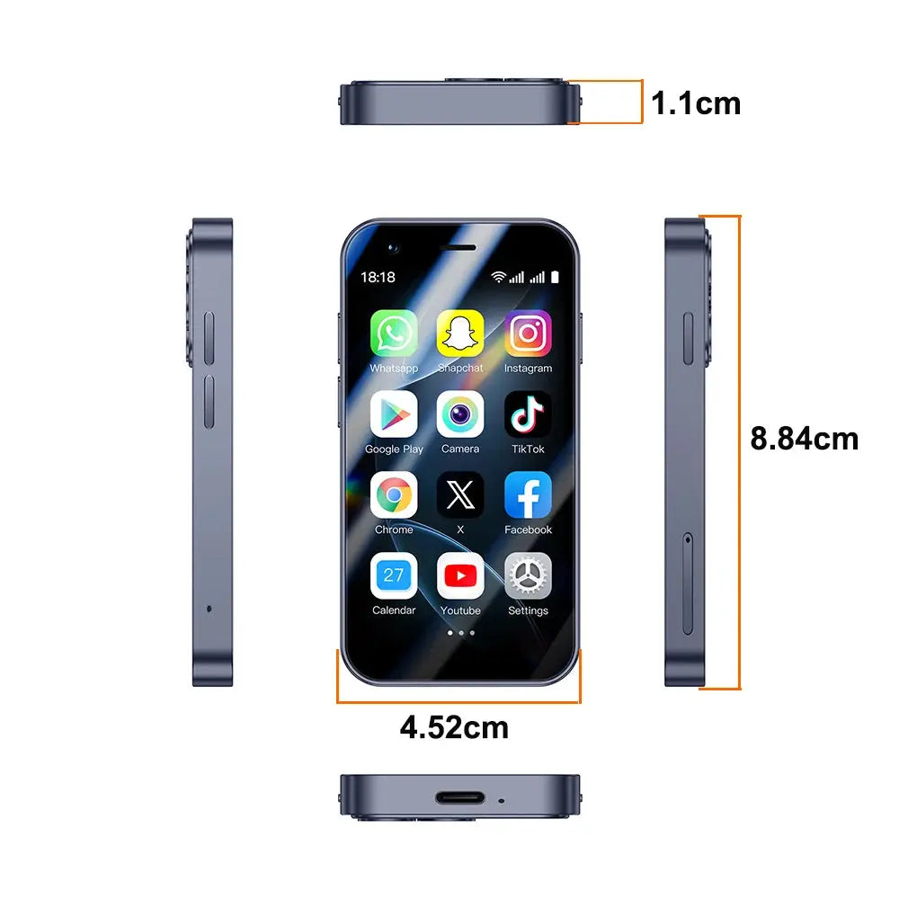 SOYES A17 mini Android smartphone blue-gray, 3.0-inch display, 2GB RAM, 16GB ROM, dual SIM