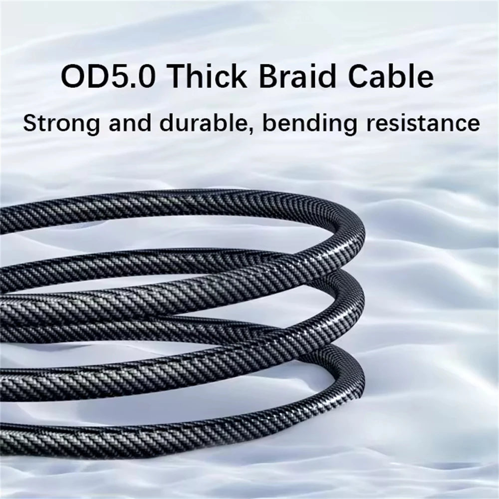 NNBILI braided USB-C and USB-A dual charging cable in black with thick braided exterior