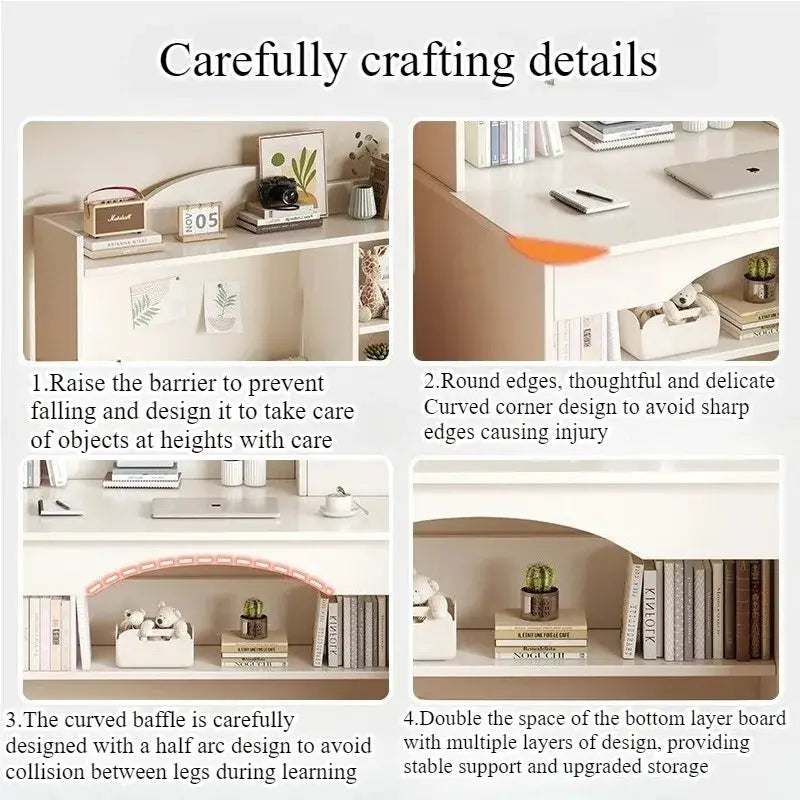Home Desk Bookcase Integrated White Desktop, student desk furniture PrimeCanada.Store
