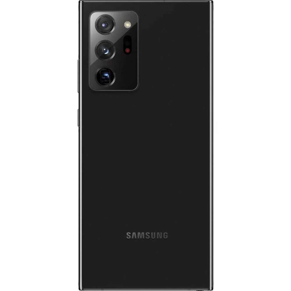 Samsung Galaxy Note 20 Ultra 5G smartphone in black, refurbished, with rear camera module