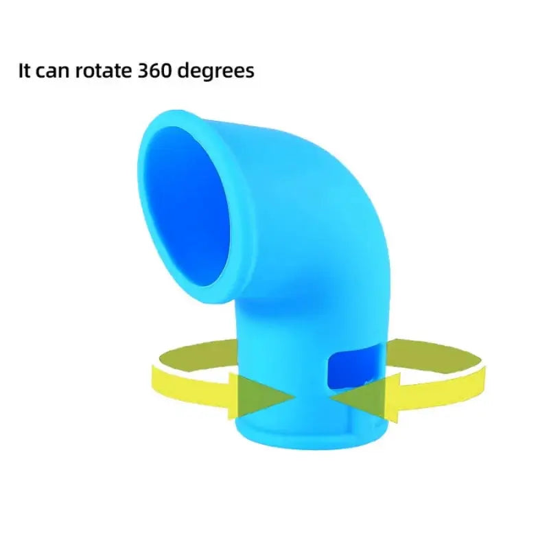 Blue silicone pressure cooker exhaust valve with 360-degree rotatable elbow
