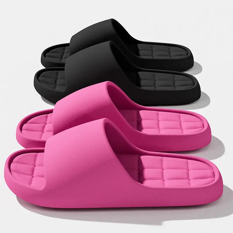 Unisex slide sandals set of 4 in pink and black, lightweight, non-slip, indoor/outdoor use