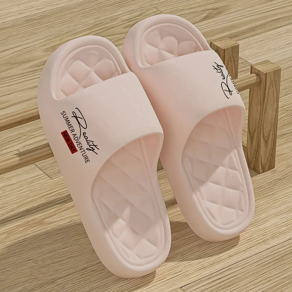 EvaStride lightweight EVA sandals; pink slides with quilted footbed, 2-pair set