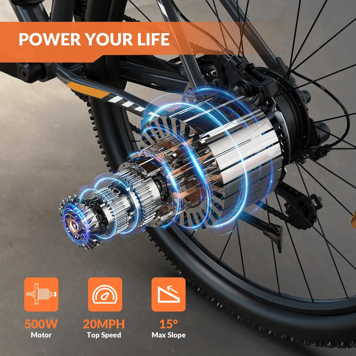 High-Speed electric bike with a 700W peak motor, front suspension, and lightweight frame
