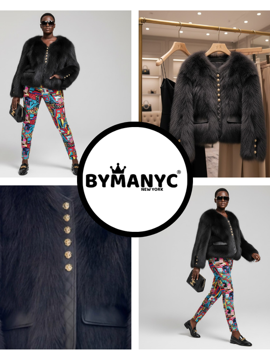 Women's Faux Fur Jacket UPPER EAST SIDE NYFW New Colecction BYMANYC ® New York-1