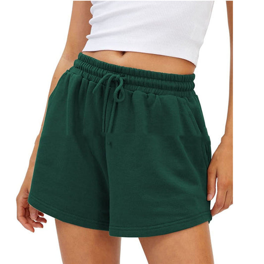 Pantalones cortos de mujer de talle alto elásticos informales para ejercicio y correr