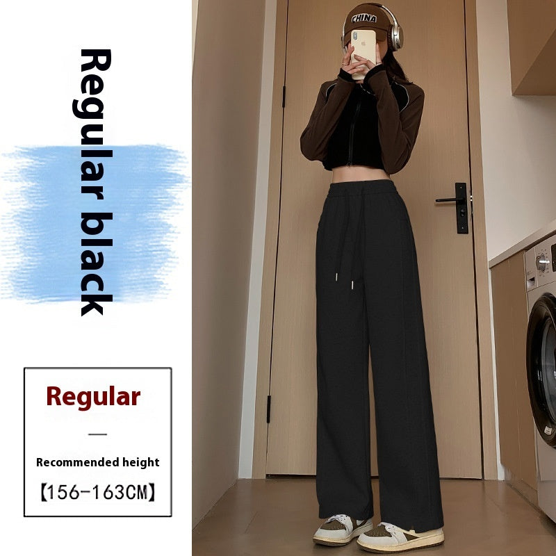 Pantalon de survêtement taille haute, long, fin, droit et ample pour le sport et les loisirs