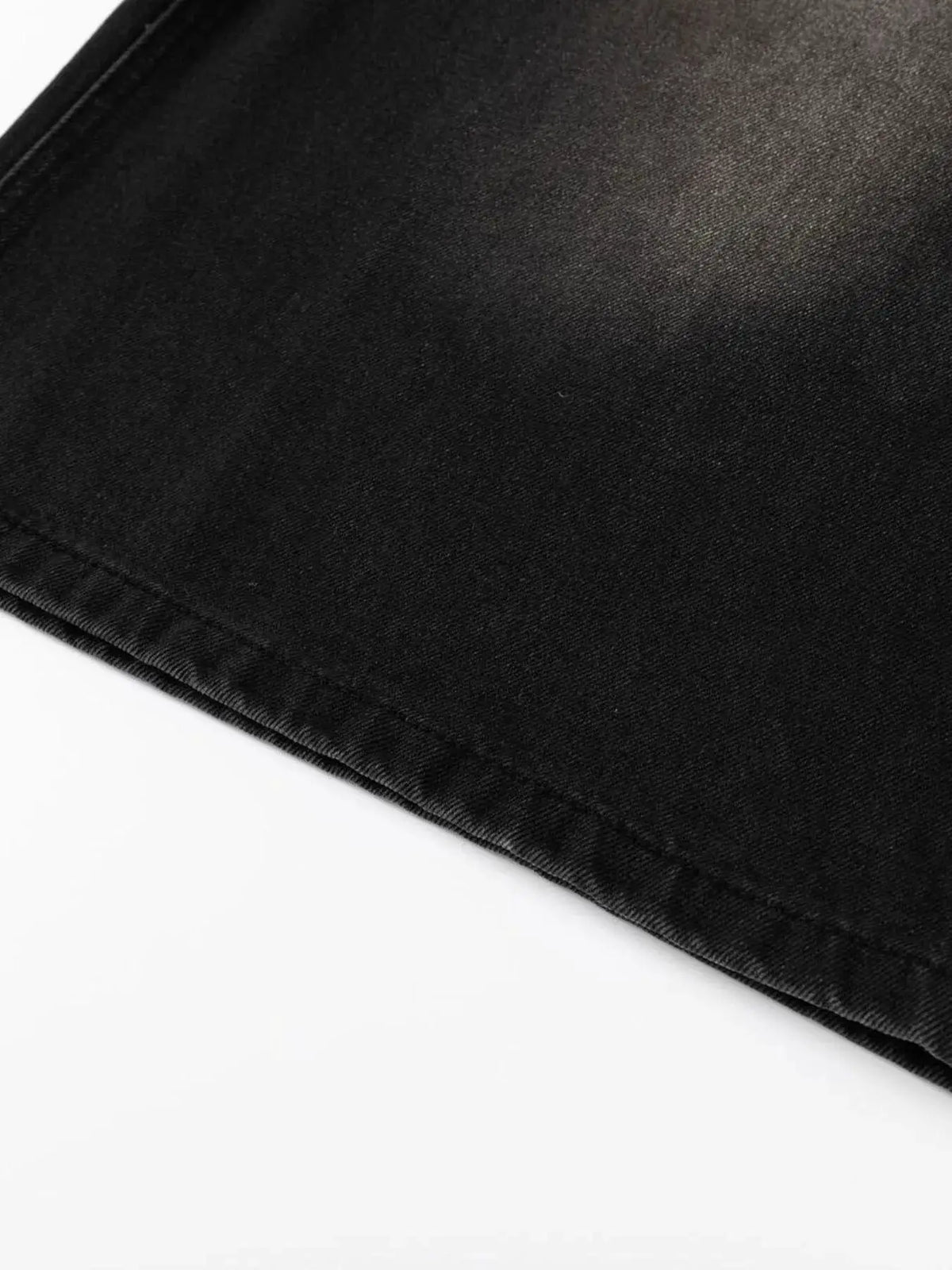 Men's Bermuda shorts in black washed denim stretch fabric