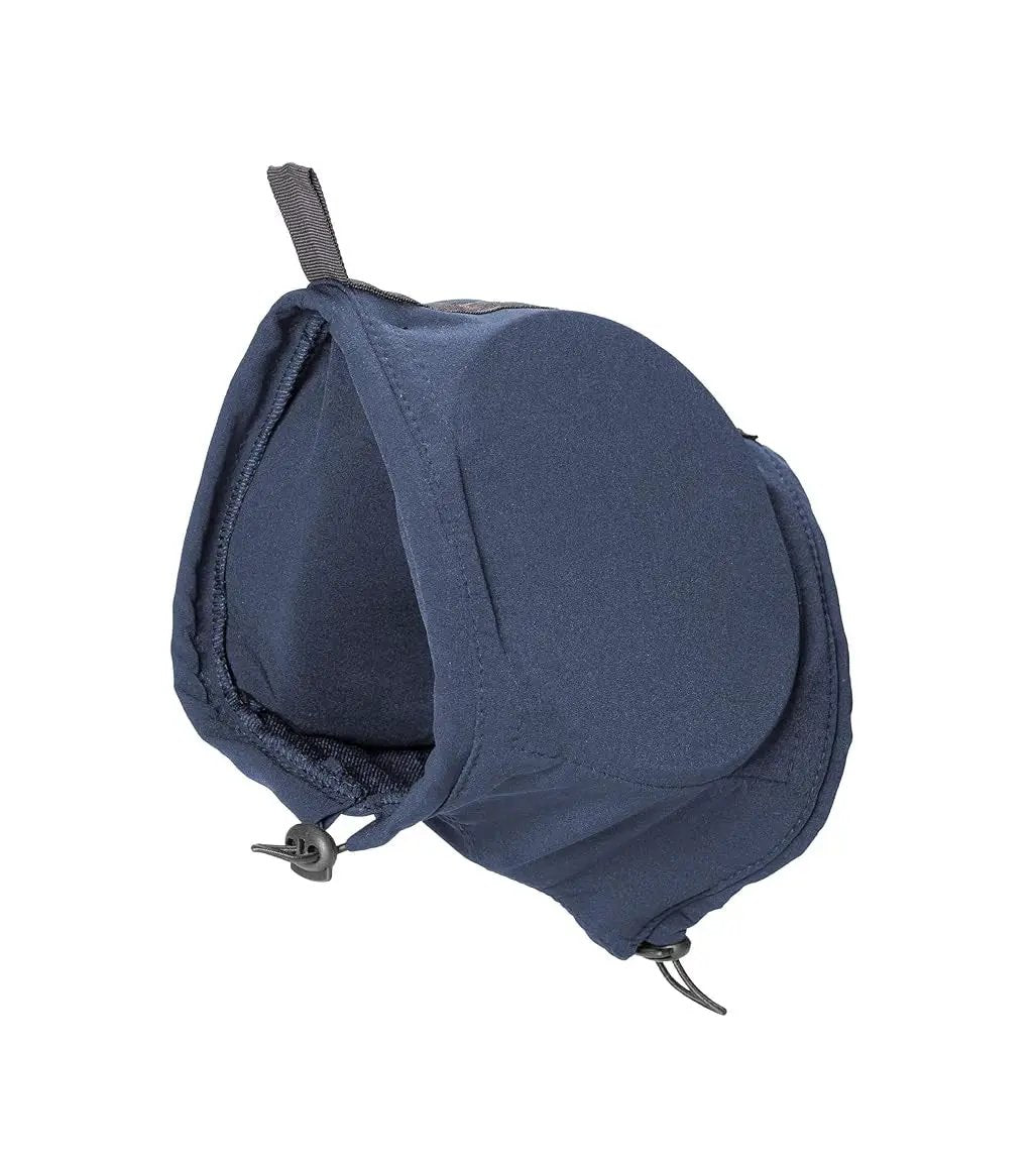 Dog earmuffs for hearing protection, navy blue fabric with adjustable straps